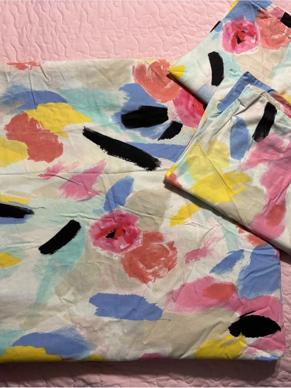 Kate Spade Paintball Floral Queen/Full Duvet Cover & Pillowcases 100% Cotton